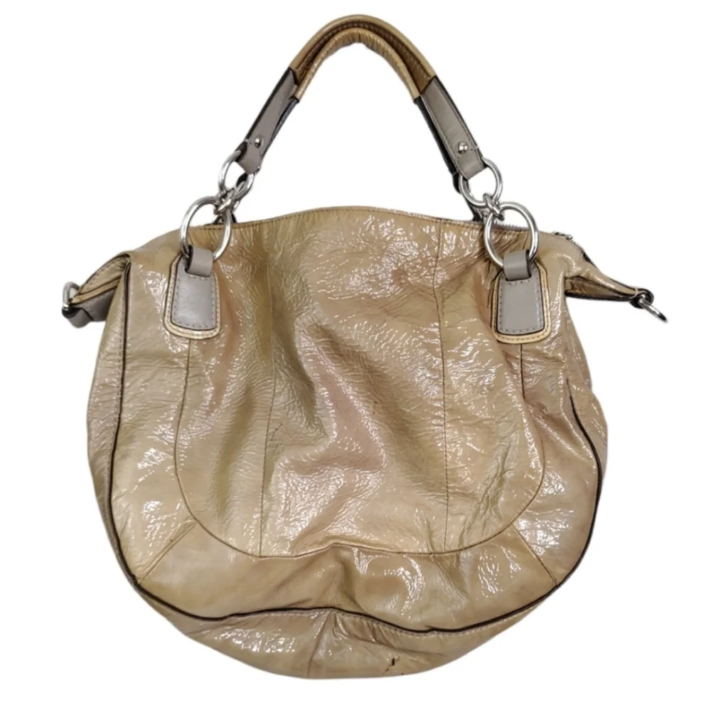 Coach Kristen Spectator Beige Leather Foldover Pocket Tote Bag w Hang Tag